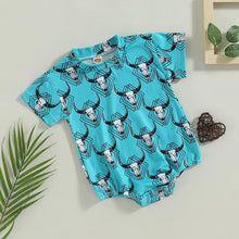 Load image into Gallery viewer, Western Shirt | Cow Skull Bodysuit | Western Bodysuit | Baby Boy Clothes