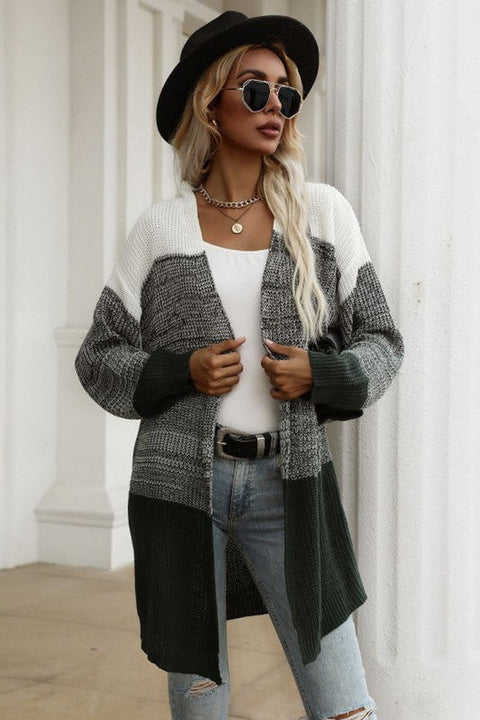 Load image into Gallery viewer, Women&#39;s Mid-length Stitching Loose Color-Block Knitted Cardigan Sweater