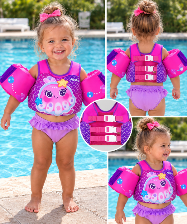 Load image into Gallery viewer, NWT - Aeocoo Seajelly Floaties Toddler Swim Vest - Toddler Floaties Baby Swim