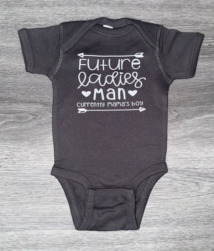 Future Ladies Man Currently Mama's Boy Bodysuit - PREMADE READY TO SHIP 0-3 MONTH FIT