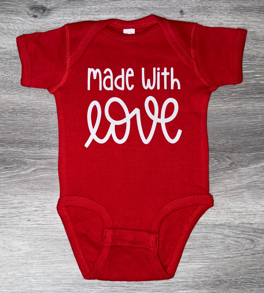 Made With Love Bodysuit - PREMADE READY TO SHIP 3-6 MONTH FIT