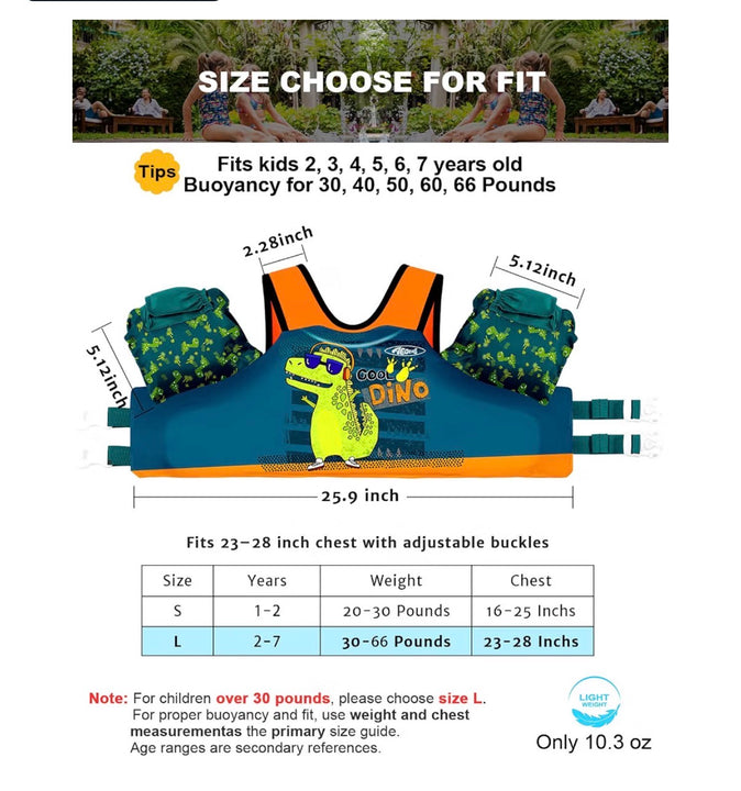 Load image into Gallery viewer, NWT - Aeocoo Dinosaur Floaties Toddler Swim Vest - Toddler Floaties Baby Swim (Copy)