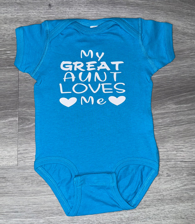 Load image into Gallery viewer, My Great Aunt Loves Me Bodysuit - PREMADE READY TO SHIP 3-6 MONTH FIT