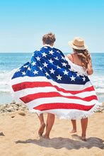 Load image into Gallery viewer, American Flag Fringe Terry Beach Towel