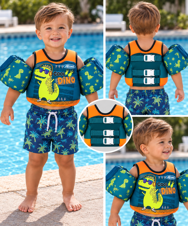 Load image into Gallery viewer, NWT - Aeocoo Dinosaur Floaties Toddler Swim Vest - Toddler Floaties Baby Swim (Copy)