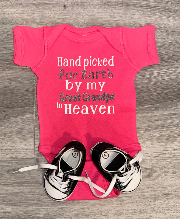 Load image into Gallery viewer, Hand Picked For Earth By My Great Grandpa In Heaven Bodysuit
