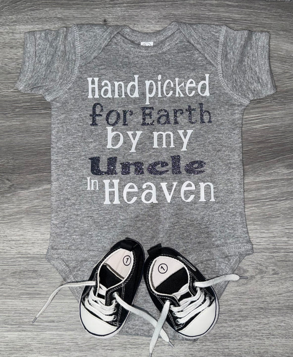 Load image into Gallery viewer, Hand Picked For Earth By My Uncle In Heaven Bodysuit