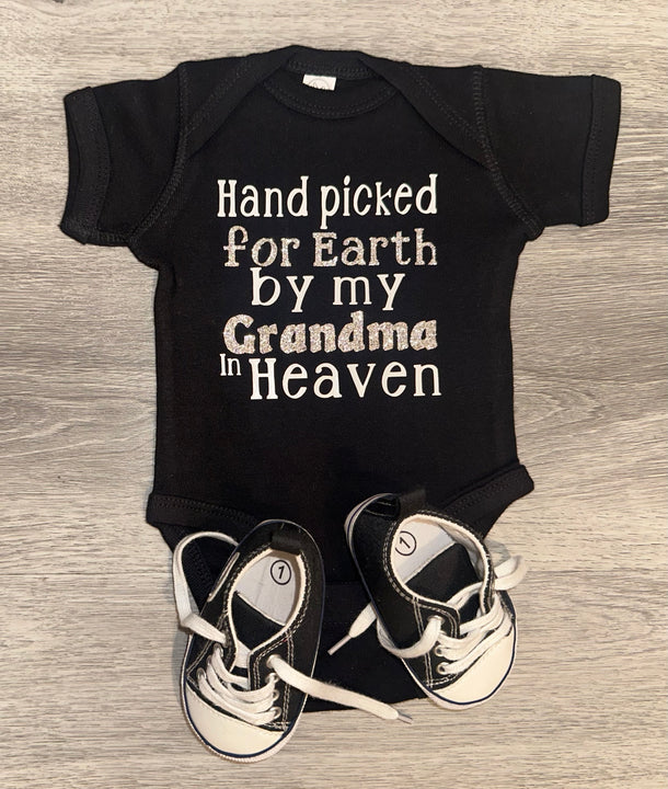 Load image into Gallery viewer, Hand Picked For Earth By My Grandma In Heaven Bodysuit