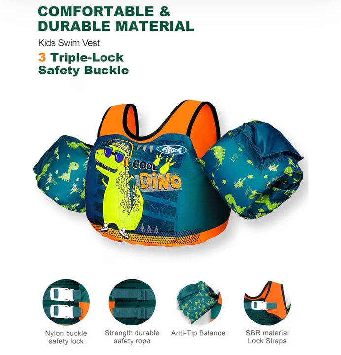 Load image into Gallery viewer, NWT - Aeocoo Dinosaur Floaties Toddler Swim Vest - Toddler Floaties Baby Swim (Copy)