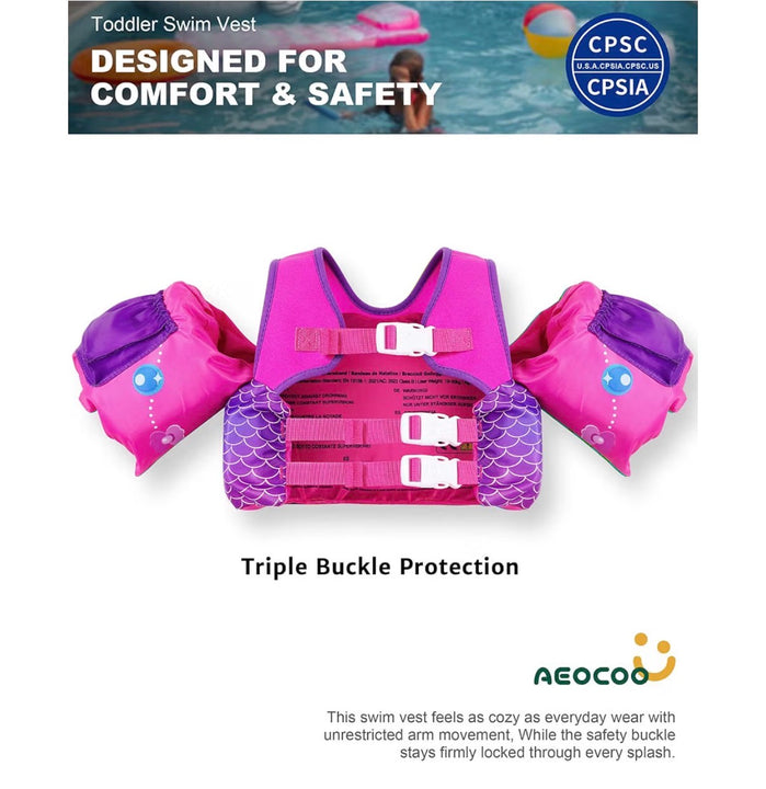 Load image into Gallery viewer, NWT - Aeocoo Seajelly Floaties Toddler Swim Vest - Toddler Floaties Baby Swim
