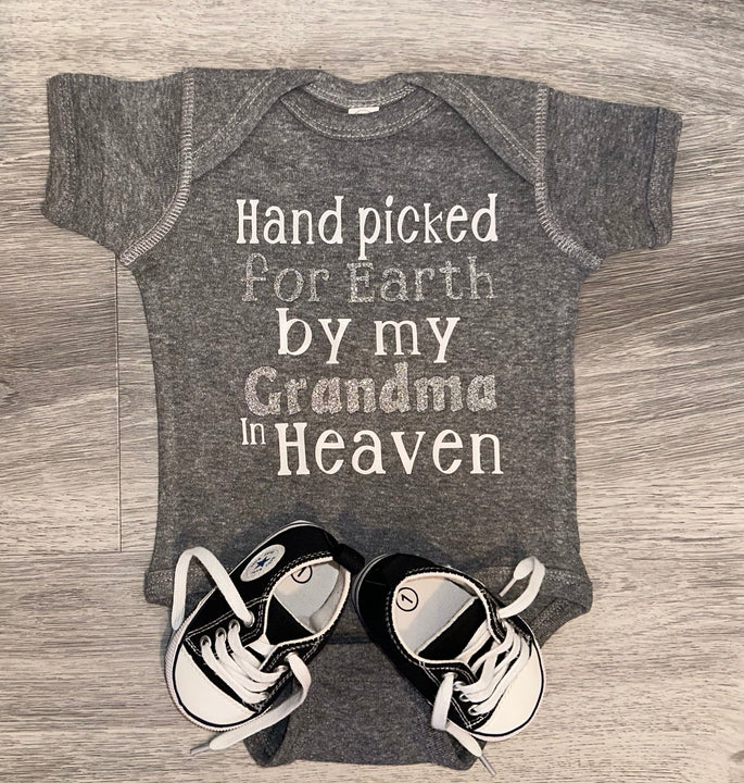 Load image into Gallery viewer, Hand Picked For Earth By My Grandma In Heaven Bodysuit