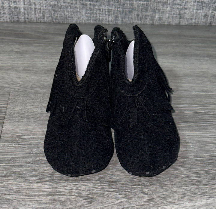 Load image into Gallery viewer, Black Fringe Infant Cowboy Boots | Baby Girls Cowboy Tassel Boots Side Zipper Moccasins Soft Bottom Non-Slip Toddler Shoe