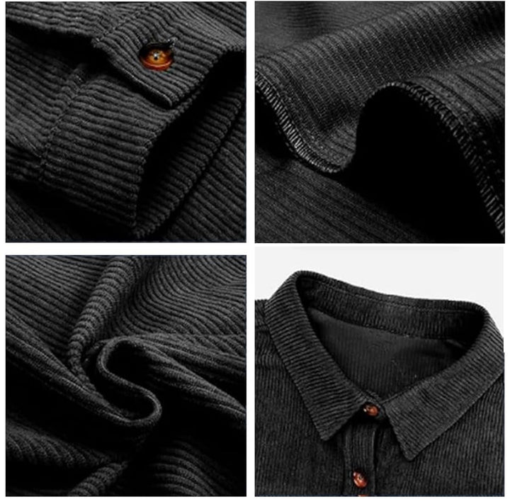 Load image into Gallery viewer, Black Corduroy Long Sleeve Button Up Top