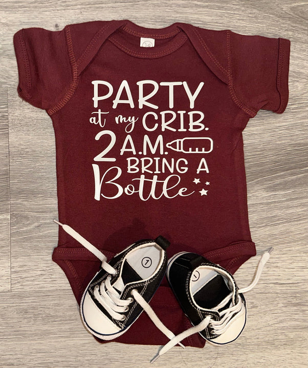 Load image into Gallery viewer, Party At MY Crib 2AM Bring A Bottle Bodysuit