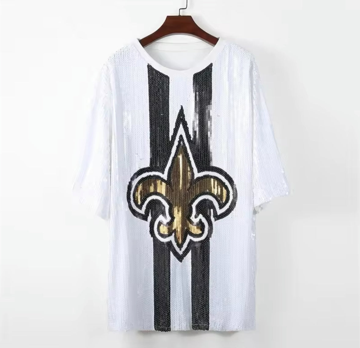 new orleans saints sequin dress New Orleans Saints Sequin Ladies White and Gold Jersey Dress, Ladies W Gi Gi's Boutique