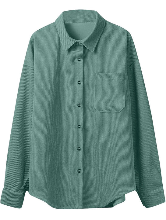 Load image into Gallery viewer, Mint Green Corduroy Button Up Long Sleeve