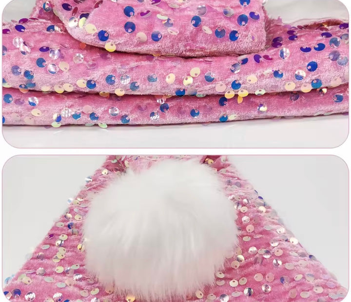 Load image into Gallery viewer, Glitter Santa Claus Hat Sparkly Sequin Santa Hat