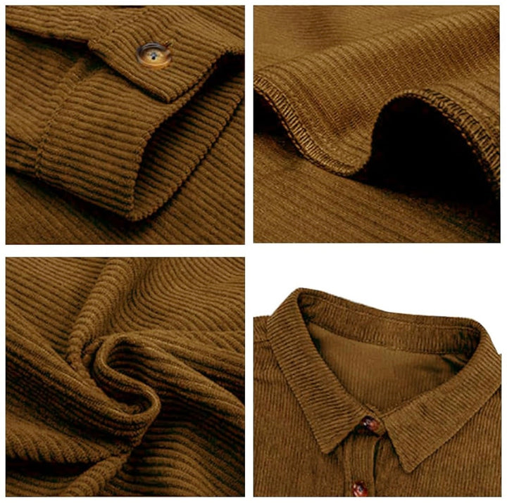 Load image into Gallery viewer, Camel Brown Corduroy Long Sleeve Button Up Top