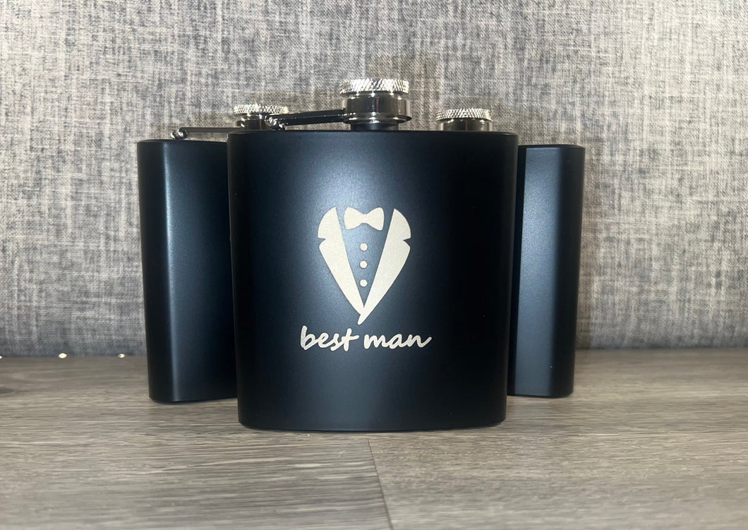 Bast Man Etched Wedding Flask