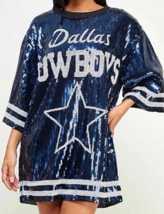 Load image into Gallery viewer, Dallas Cowboys Sparkly Sequin Dress