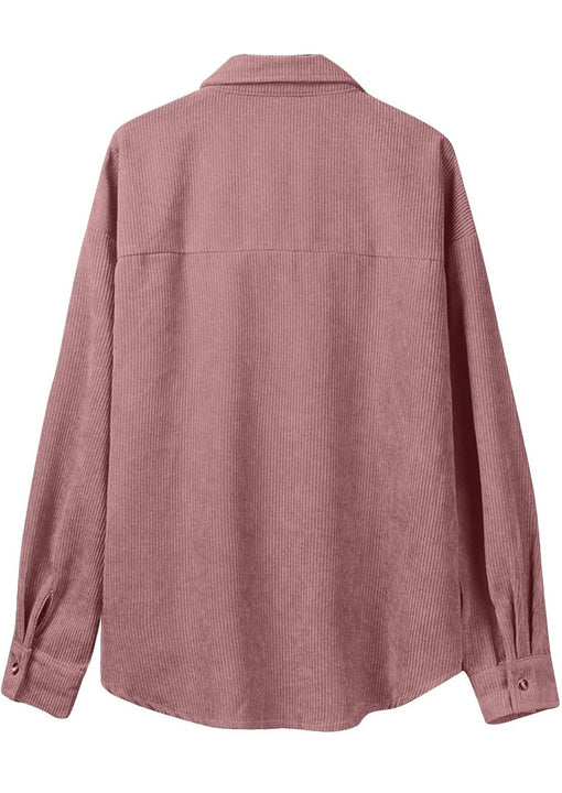 Load image into Gallery viewer, Pink Corduroy Long Sleeve Button Up Top