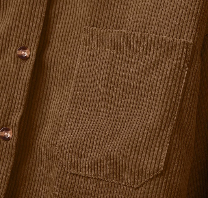 Load image into Gallery viewer, Camel Brown Corduroy Long Sleeve Button Up Top
