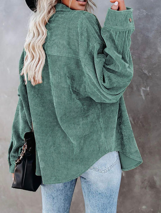 Load image into Gallery viewer, Mint Green Corduroy Button Up Long Sleeve