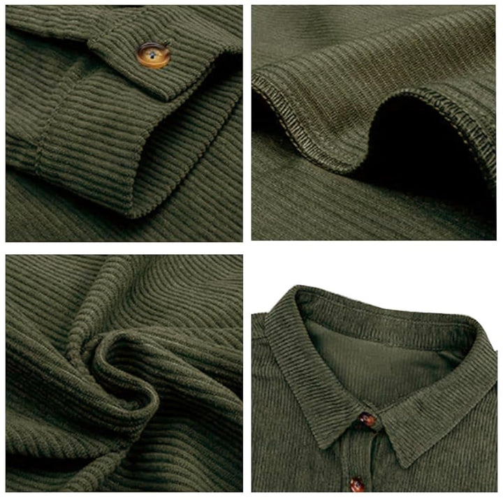 Load image into Gallery viewer, Army Green Corduroy Long Sleeve Button Up Top