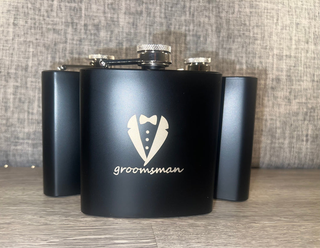 Groomsman Etched Wedding Flask