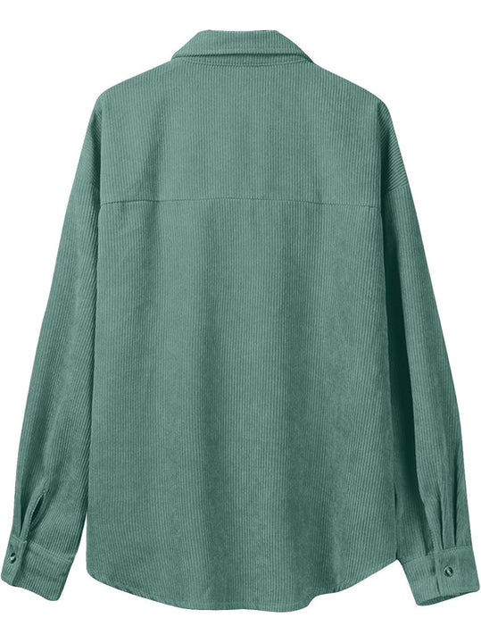 Load image into Gallery viewer, Mint Green Corduroy Button Up Long Sleeve