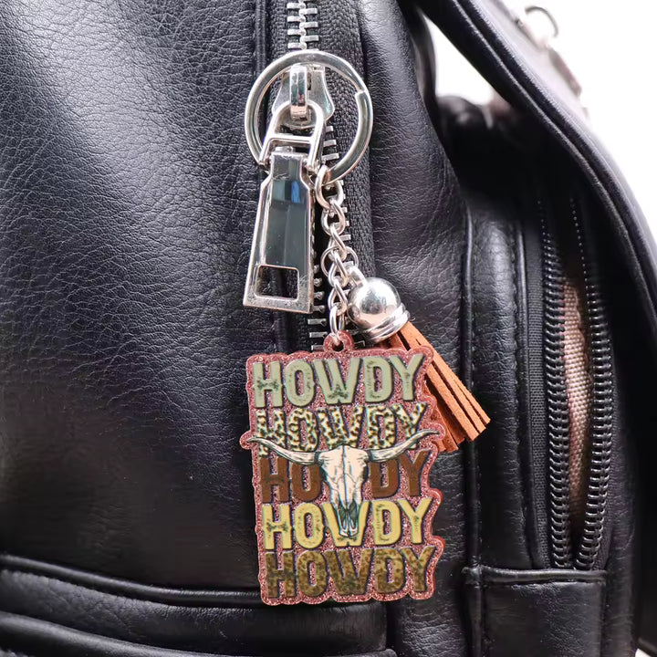 Load image into Gallery viewer, Glitter Western Howdy Keychain