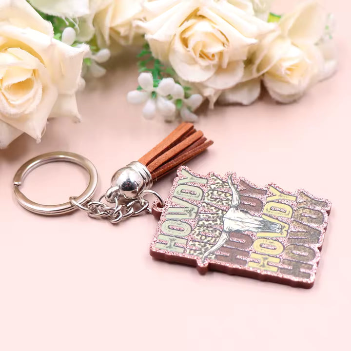 Load image into Gallery viewer, Glitter Western Howdy Keychain