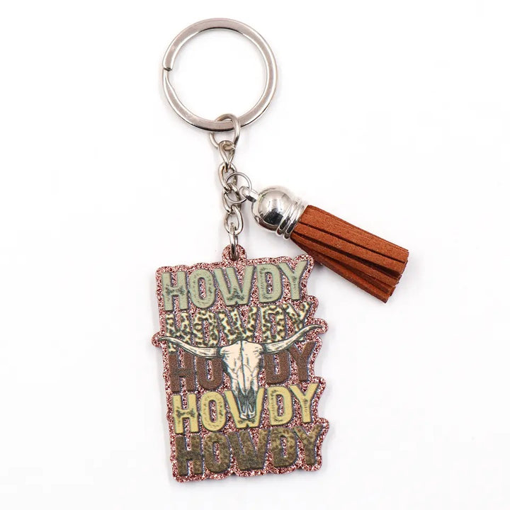 Load image into Gallery viewer, Glitter Western Howdy Keychain
