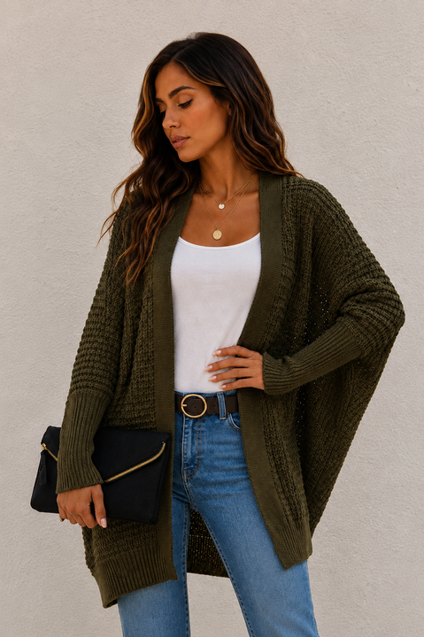 Load image into Gallery viewer, Green Women's Kimono Batwing Knitted Slouchy Oversized Cardigan Sweater