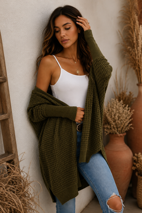 Load image into Gallery viewer, Green Women's Kimono Batwing Knitted Slouchy Oversized Cardigan Sweater