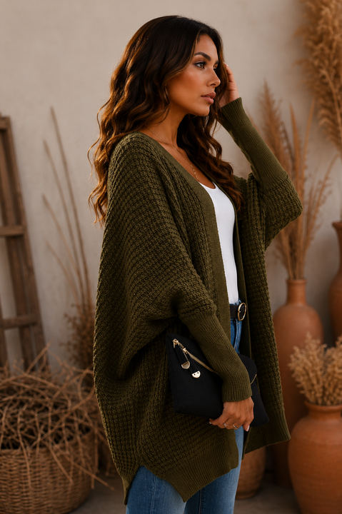 Load image into Gallery viewer, Green Women's Kimono Batwing Knitted Slouchy Oversized Cardigan Sweater