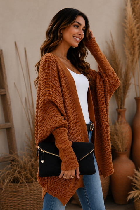 Load image into Gallery viewer, Brick Women's Kimono Batwing Knitted Slouchy Oversized Cardigan Sweater