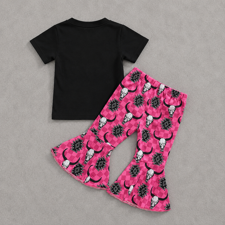 Load image into Gallery viewer, I Wanna Be A Cowboy Baby Shirt &amp; Flare Bell Bottom Pants Set  | Western Girl Clothes