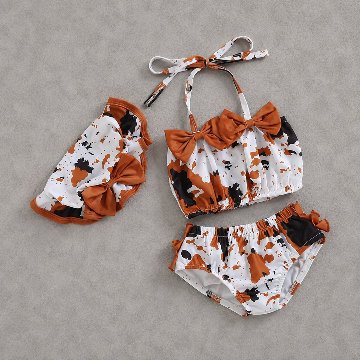 Load image into Gallery viewer, Cow Print Infant Swimsuit With Sun Hat | Western Baby Girl Swimwear