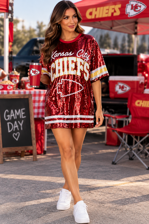 Load image into Gallery viewer, Kansas City Chiefs Sparkly Sequin Dress