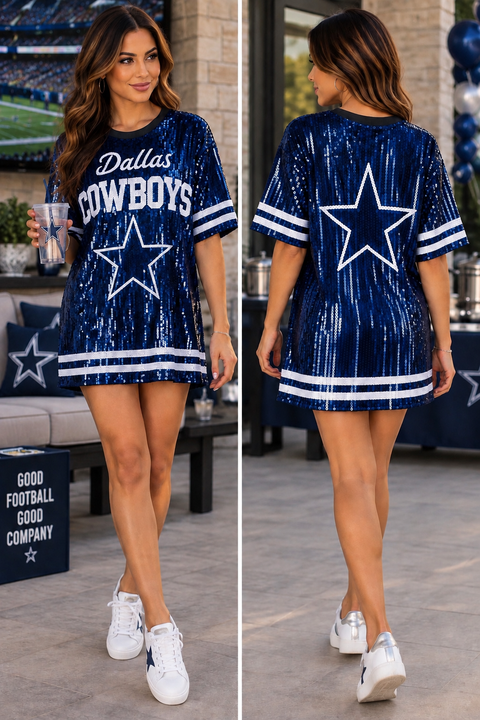 Load image into Gallery viewer, Dallas Cowboys Sparkly Sequin Dress