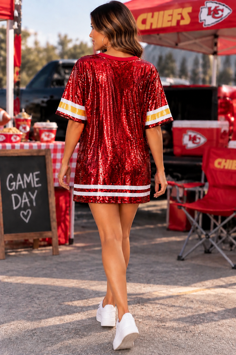 Load image into Gallery viewer, Kansas City Chiefs Sparkly Sequin Dress