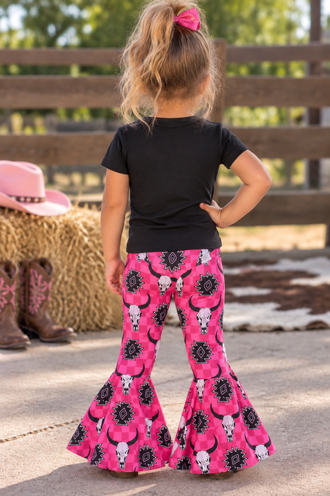 Load image into Gallery viewer, I Wanna Be A Cowboy Baby Shirt &amp; Flare Bell Bottom Pants Set  | Western Girl Clothes
