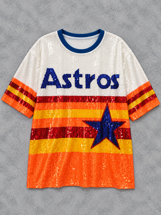 Load image into Gallery viewer, Sparkly Sequin Houston Astros Jersey Dress
