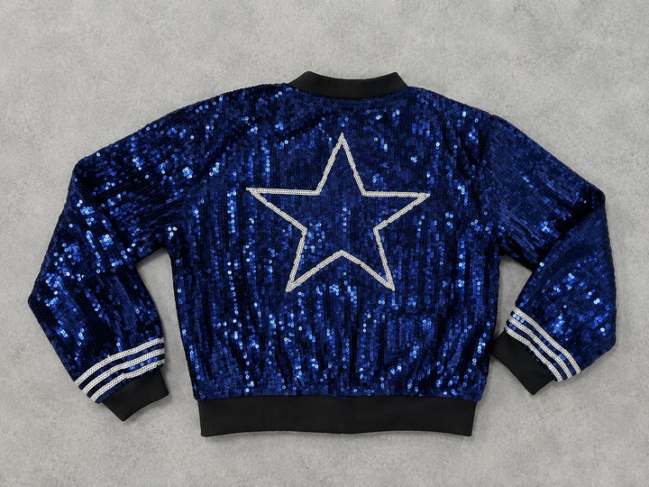 Load image into Gallery viewer, Dallas Cowboys Sparkly Sequin Zip Up Jacket