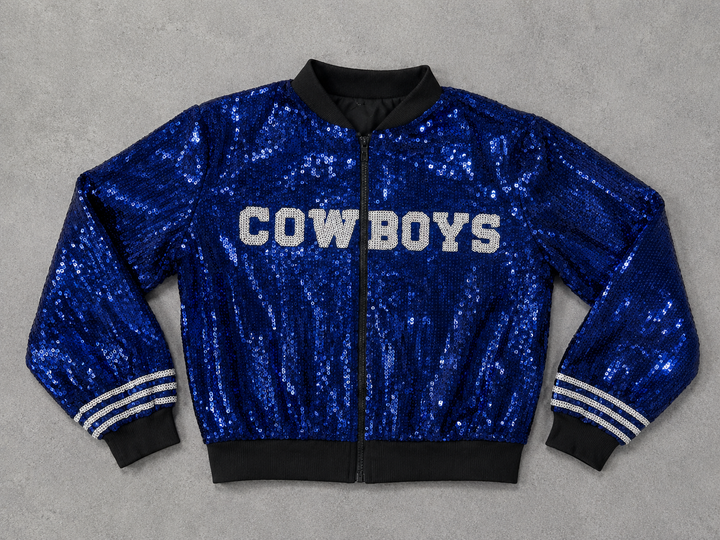 Load image into Gallery viewer, Dallas Cowboys Sparkly Sequin Zip Up Jacket