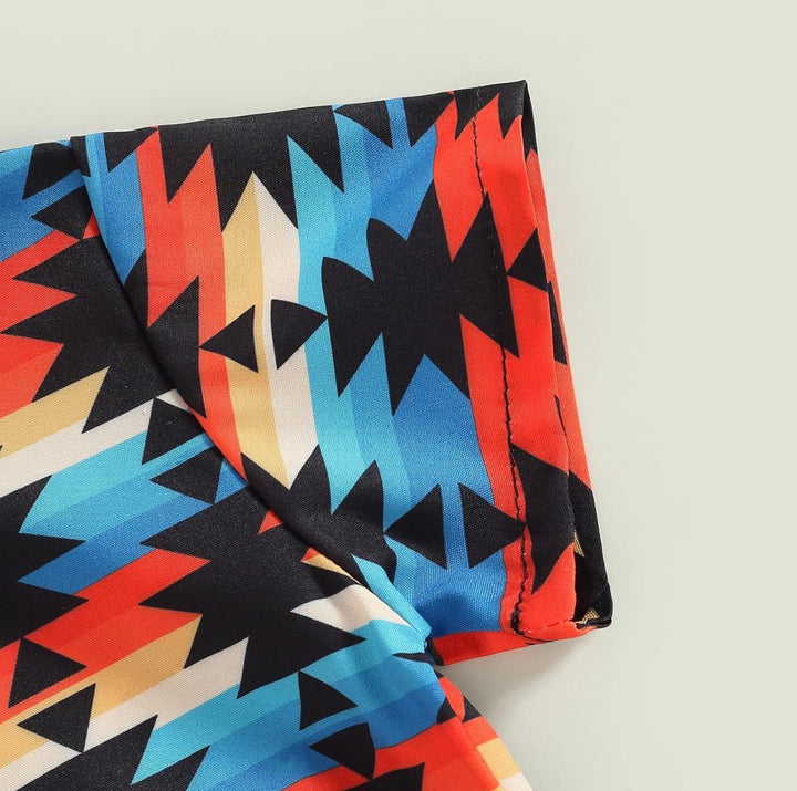 Load image into Gallery viewer, Aztec Short Sleeve Button Up Bodysuit | Western Baby Shirt Western Bodysuit | Baby Boy Clothes | Western Baby Shirt