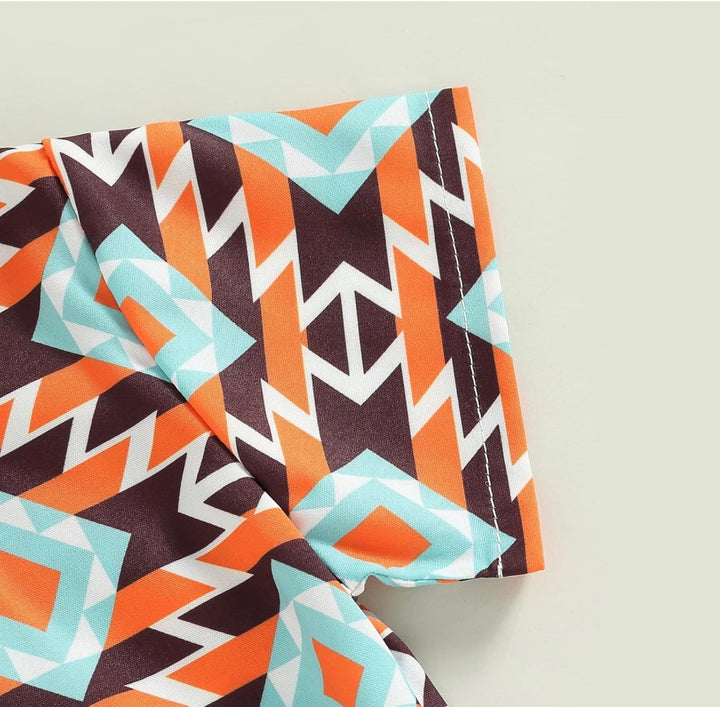 Load image into Gallery viewer, Aztec Button Up Bodysuit | Western Bodysuit | Baby Boy Clothes | Western Baby Shirt