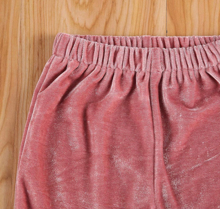 Load image into Gallery viewer, Pink Velvet Flare Bell Bottom Pants | Western Baby Girl Clothes | Toddler Bell Bottoms | Infant Bell Bottoms