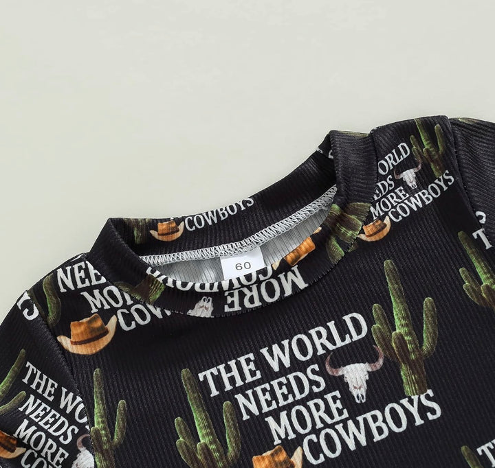 Load image into Gallery viewer, The World Needs More Cowboys Bodysuit Romper | Western Bodysuit | Baby Boy Clothes | Western Shirt |